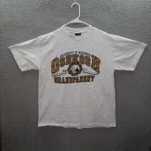 Vintage University Of Wisconsin Oshkosh Shirt Adult Large Gray Single Stitch USA